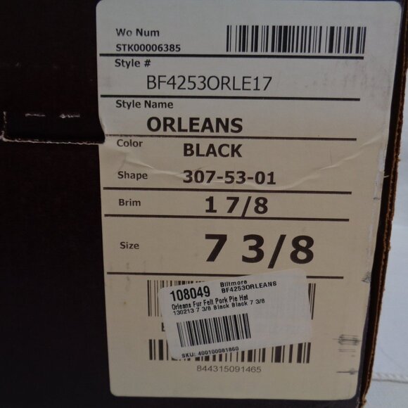 Biltmore Black Felt Orleans Pork Pie Hat 7 3/8" Red Feather - Picture 13 of 13